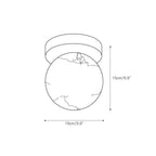 Dimension drawing for the Clérachic alabaster globe flush mount ceiling light, 15 cm / 5.9 in wide and 15 cm / 5.9 in high