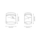 Dimension drawing for the Clérachic alabaster cylinder flush mount: 15 cm / 5.9 in and 12 cm / 4.7 in wide, both 15 cm / 5.9 in high
