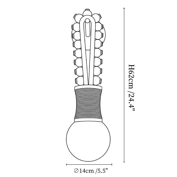 Clérachic wall light dimension drawing, every measurement marked in centimetres and inches.
