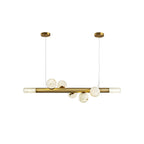Clérachic Alabaster Linear Bar Pendant Light in the five-globe length, shown on white so the brass line reads end to end.