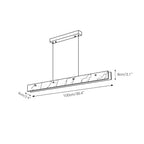 Clérachic dimension drawing of the linear pendant: 100cm/39.4in long, 8cm/3.1in tall and 6cm/2.4in deep.
