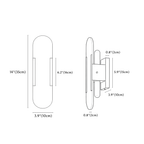 Clérachic wall light dimension drawing, 10 × 35 cm, every measurement marked in centimetres and inches.