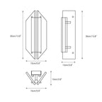 Dimension drawing for the Clérachic stone wall sconce — 35cm/13.8″ tall, 15cm/5.9″ wide and 10cm/3.9″ deep.