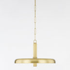 Side-on view of the Clérachic Alabaster Pendant Light, its brass dome shown from above the rim as it would read from across a room.