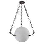 The Clérachic pendant in black, its full three-chain drop and bronze arm mounts shown end to end on white.