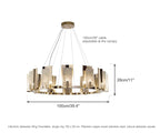 Dimension drawing of the Clérachic Alabaster Ring Chandelier single ring, 100 cm (39.4″) across and 28 cm (11″) high, with a 150 cm (59″) cable.