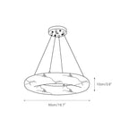 Dimension drawing for the Clérachic Alabaster Ring Chandelier, 50 cm / 19.7 in across with a 10 cm / 3.9 in deep stone band.