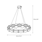 Dimension drawing for the Clérachic Alabaster Ring Chandelier, 60cm/23.6″ across on a 150cm/59″ suspension drop.