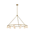 Clérachic Alabaster Ring Chandelier viewed from above, ten stone cones set alternately high and low around the gold ring.