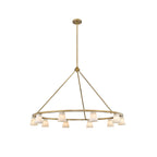 Clérachic Alabaster Ring Chandelier viewed from above, ten stone cones set alternately high and low around the gold ring.