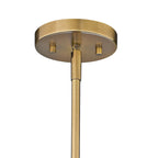 The brushed gold ceiling canopy and drop rod of the Clérachic Alabaster Ring Chandelier, ready for a hardwired fixing.