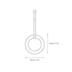 Dimension drawing of the small Clérachic Alabaster Ring Pendant Light, 30cm/11.8″ wide and 30cm/11.8″ high.