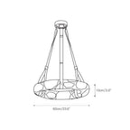 Dimension drawing for the Clérachic Alabaster Ring Pendant Light, 60cm/23.6” across the ring and 10cm/3.9” deep.