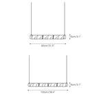 The Clérachic strip sizes drawn to scale, 80 cm / 31.5 in and 100 cm / 39.4 in long with an 8 cm / 3.1 in body.