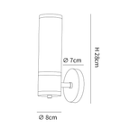 Clérachic wall light dimension drawing, every measurement marked in centimetres and inches.