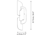 Clérachic wall light dimension drawing, 2 of 2, every measurement marked in centimetres and inches.
