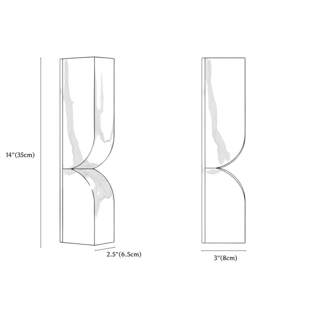 Clérachic wall light dimension drawing, 35 cm, every measurement marked in centimetres and inches.