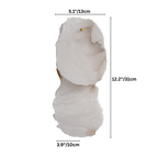 Clérachic two-light alabaster wall lamp on white with width, depth and height measurements marked beside it.