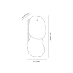 Clérachic wall light dimension drawing, 1 of 3, every measurement marked in centimetres and inches.