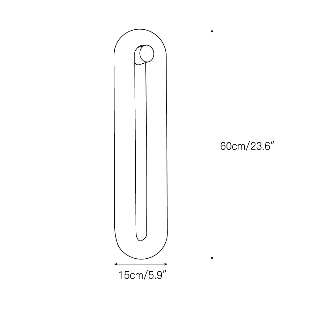 Dimension drawing for the large Clérachic alabaster wall sconce, 60 cm (23.6″) tall and 15 cm (5.9″) wide.