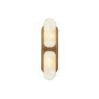 Clérachic Alabaster Wall Sconce, brass version photographed straight on so the natural veining shows through the lit panel.