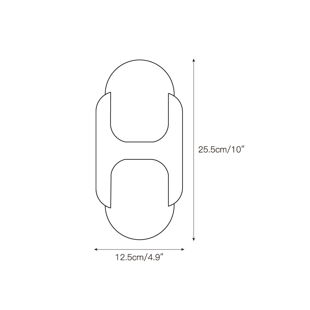 Dimension drawing for the short Clérachic Alabaster Wall Sconce, 12.5cm/4.9″ wide and 25.5cm/10″ high.