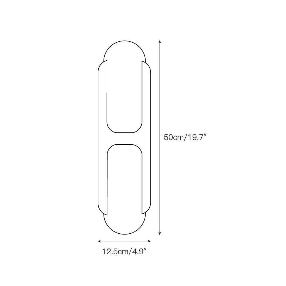 Dimension drawing for the tall Clérachic Alabaster Wall Sconce, 12.5cm/4.9″ wide and 50cm/19.7″ high.