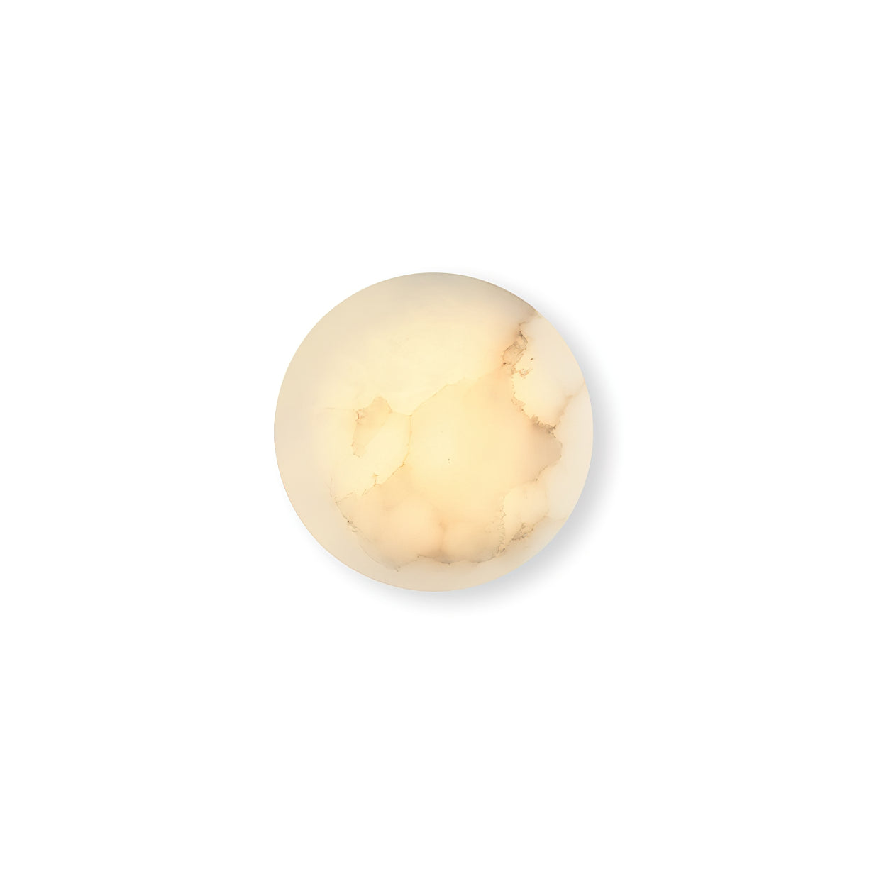 The Clérachic Alabaster Wall Sconce seen square to the wall, warm light spreading evenly across the pale stone face.
