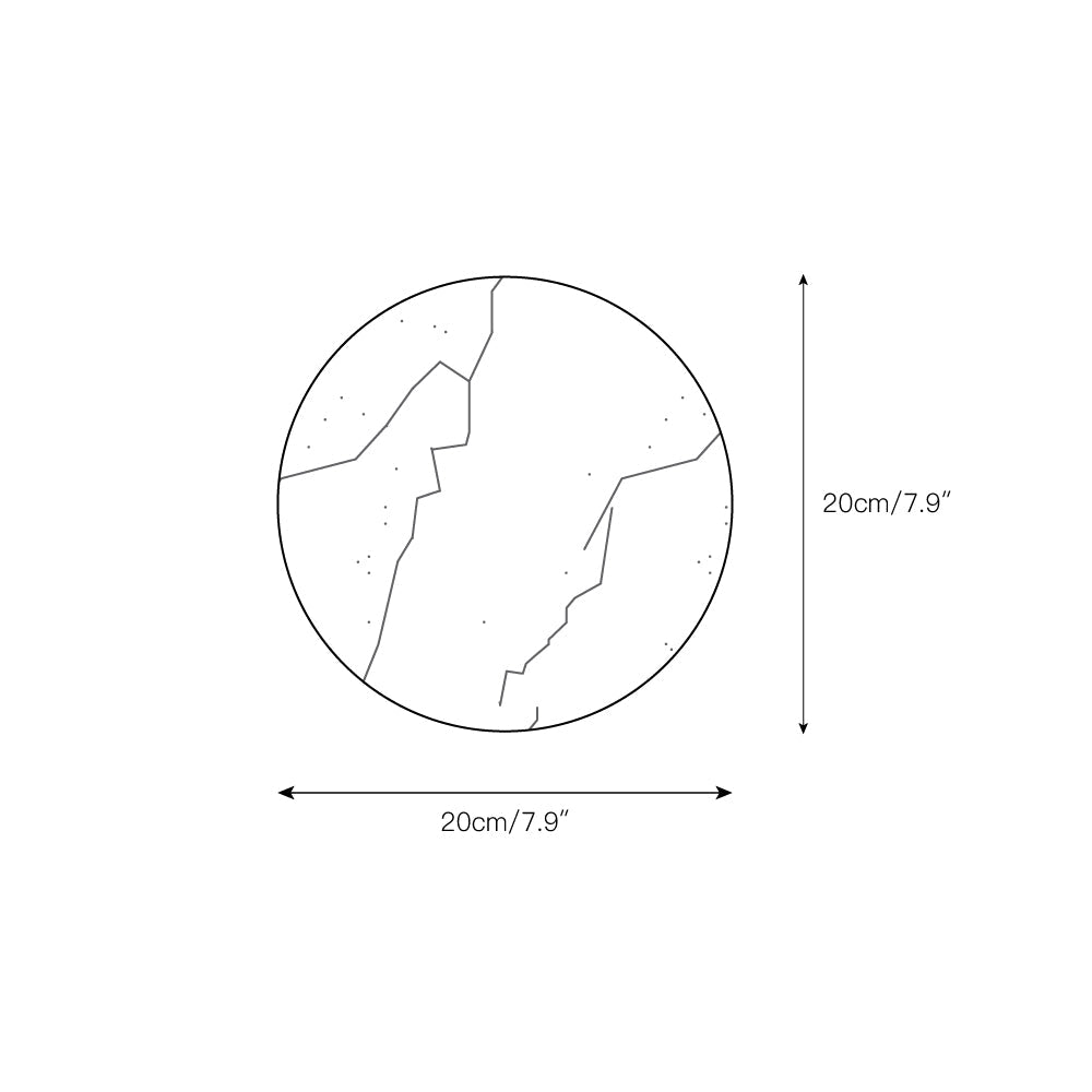 Dimension drawing for the Clérachic Alabaster Wall Sconce, 20 cm (7.9″) wide and 20 cm (7.9″) high.