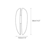 Dimension drawing for the small Clérachic alabaster wall sconce, 36 cm (14.2″) tall and 18.5 cm (7.3″) wide.