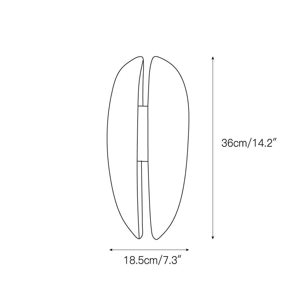 Dimension drawing for the small Clérachic alabaster wall sconce, 36 cm (14.2″) tall and 18.5 cm (7.3″) wide.