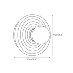 Dimension drawing for the Clérachic alabaster wall sconce, 15 cm (5.9″) across the ribbed disc and 10 cm (3.9″) deep from the wall.