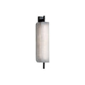 Clérachic Alabaster Wall Sconce shown unlit on white, two offset stone plates threaded onto a dark spine with a short rod above and below.