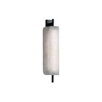 Clérachic Alabaster Wall Sconce shown unlit on white, two offset stone plates threaded onto a dark spine with a short rod above and below.