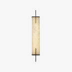 Front view of this Clérachic alabaster wall light on a pale backdrop, with a black frame and bars at the top and bottom.