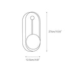Dimension drawing for the oval Clérachic Alabaster Wall Sconce, 12.5cm/4.9″ wide and 27cm/10.6″ high.