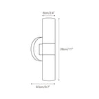 The Clérachic Alight dimension drawing: 6 cm / 2.4 in shade width, 28 cm / 11 in tall, 9.5 cm / 3.7 in projection.