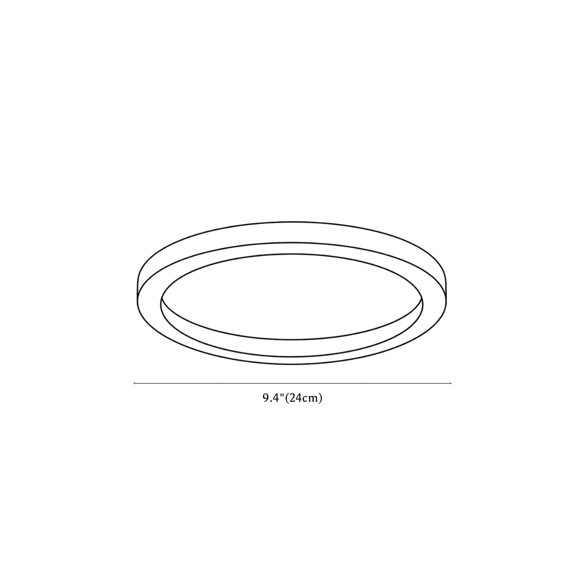 Clérachic ceiling light dimension drawing, 5 of 6, every measurement marked in centimetres and inches.