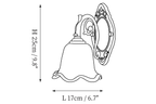 Clérachic wall light dimension drawing, 3 of 3, every measurement marked in centimetres and inches.