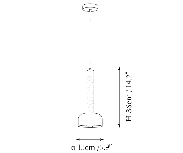 Dimension drawing of this Clérachic pendant light, with its height and width marked.