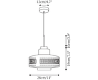 Dimension drawing of this Clérachic pendant, with its 28 cm width, 19 cm shade height and 10 cm stem marked.