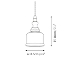 Clérachic pendant light dimension drawing, every measurement marked in centimetres and inches.