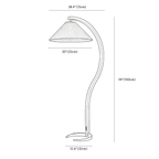 Clérachic floor lamp dimension drawing, every measurement marked in centimetres and inches.