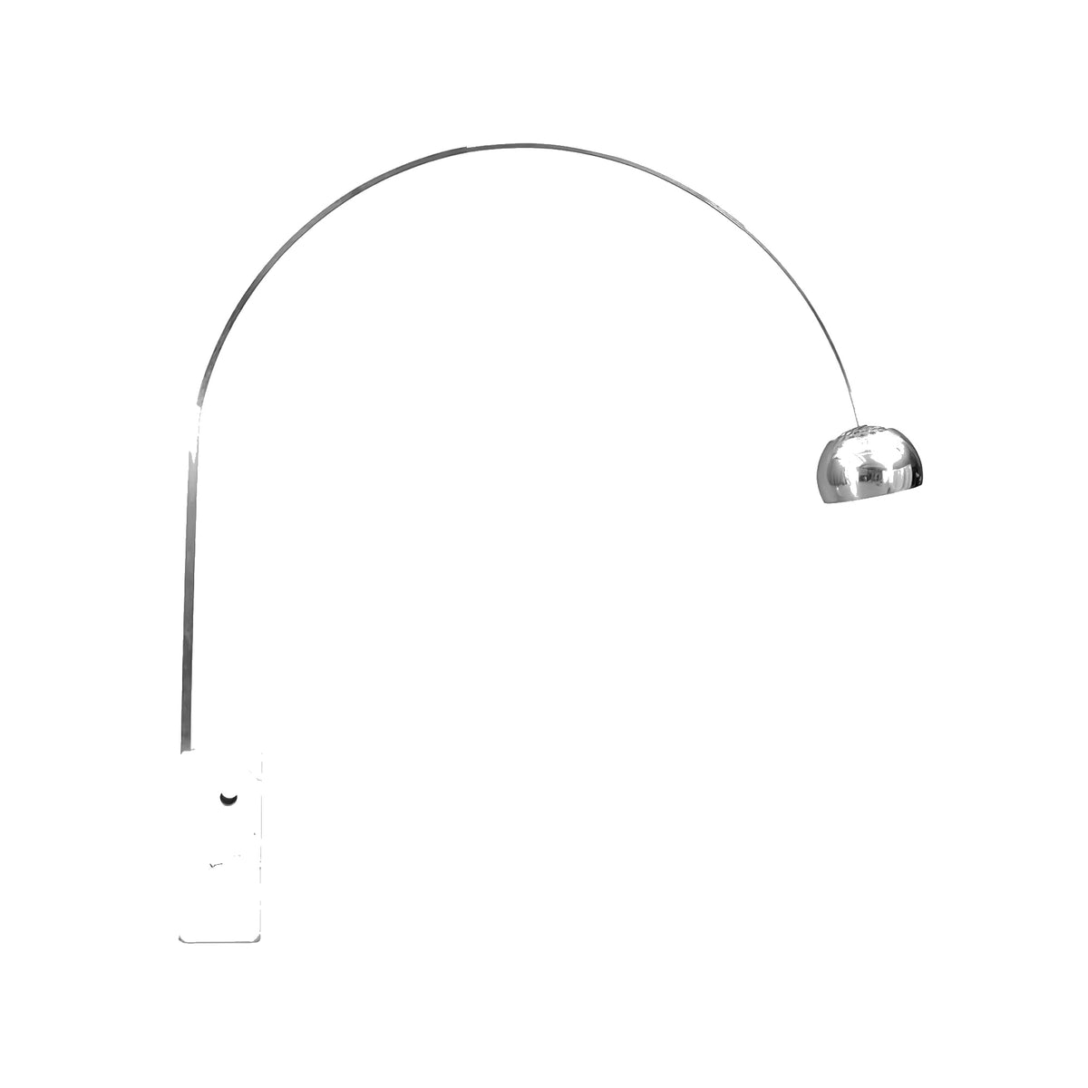 Dimension drawing of the arcadia luxe floor lamp, in outline against white.