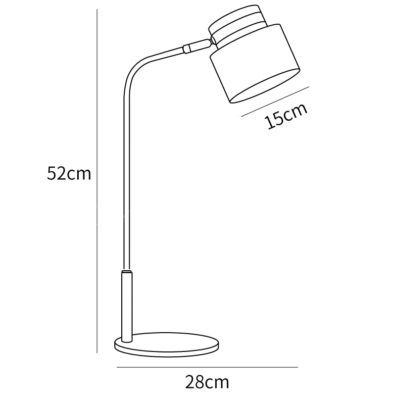 Dimension drawing of this Clérachic table lamp, with its height, width and shade width marked.