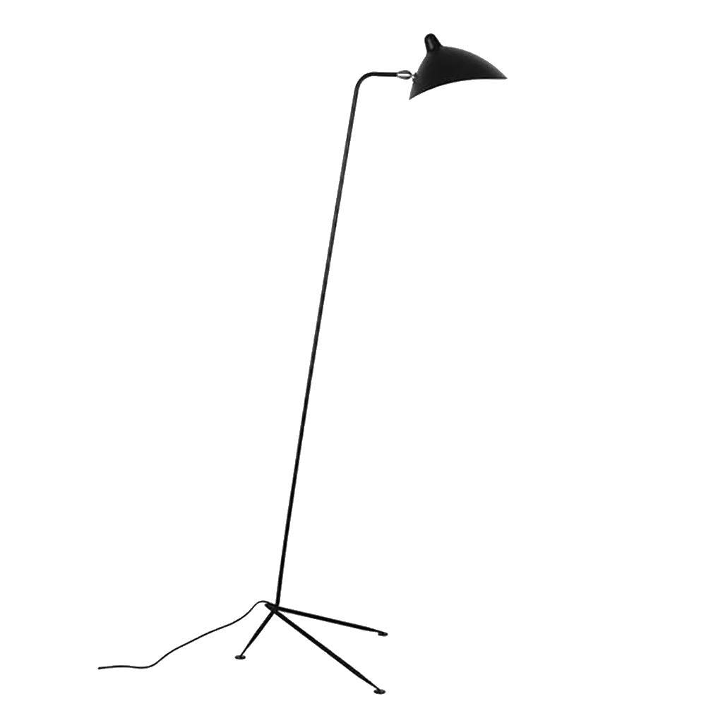 Dimension drawing of the arm spider floor lamp, in outline against white.