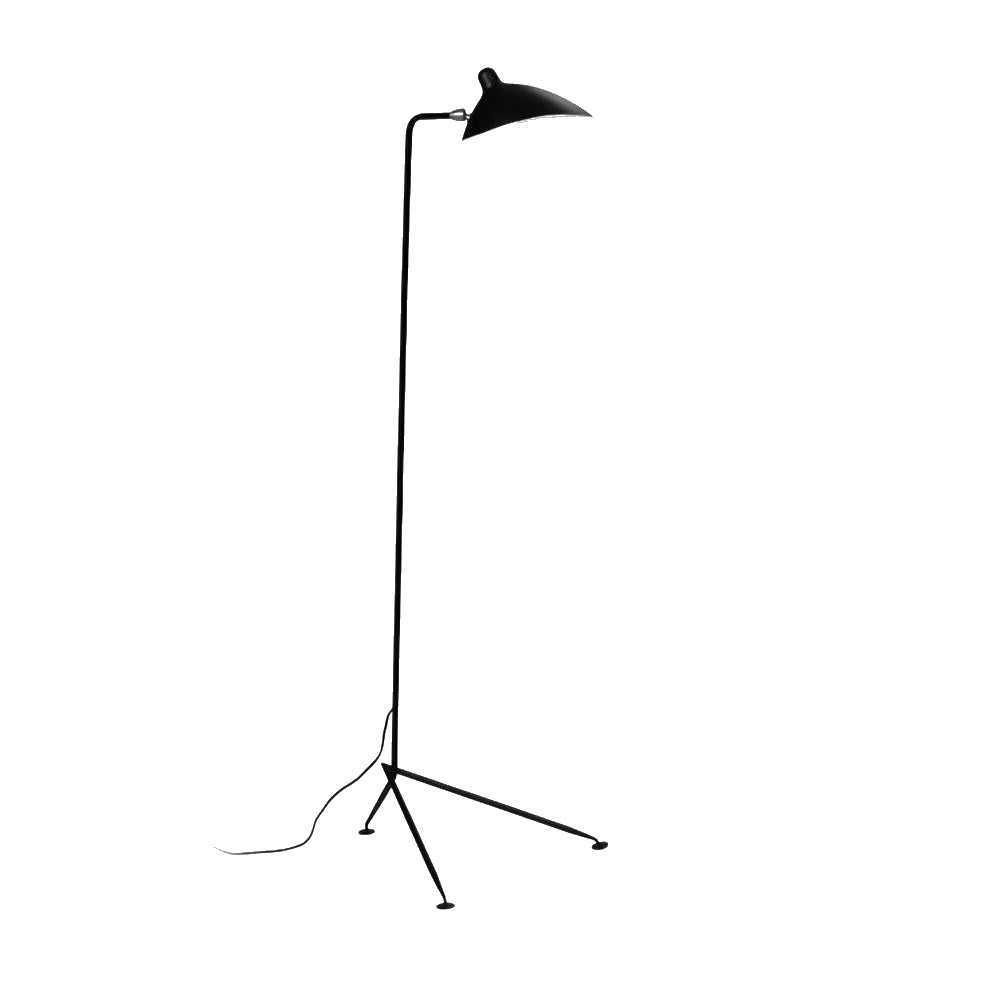Dimension drawing of the arm spider floor lamp, in outline against white.