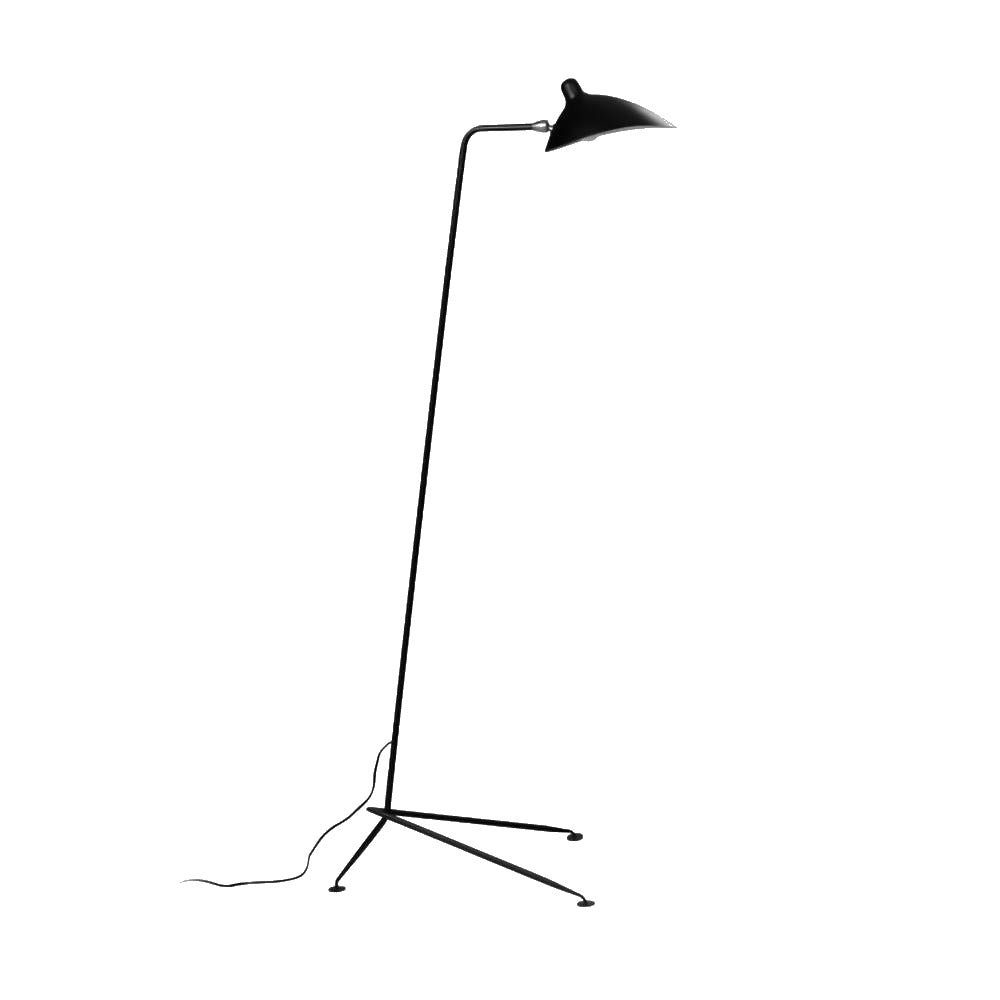 Dimension drawing of the arm spider floor lamp, in outline against white.