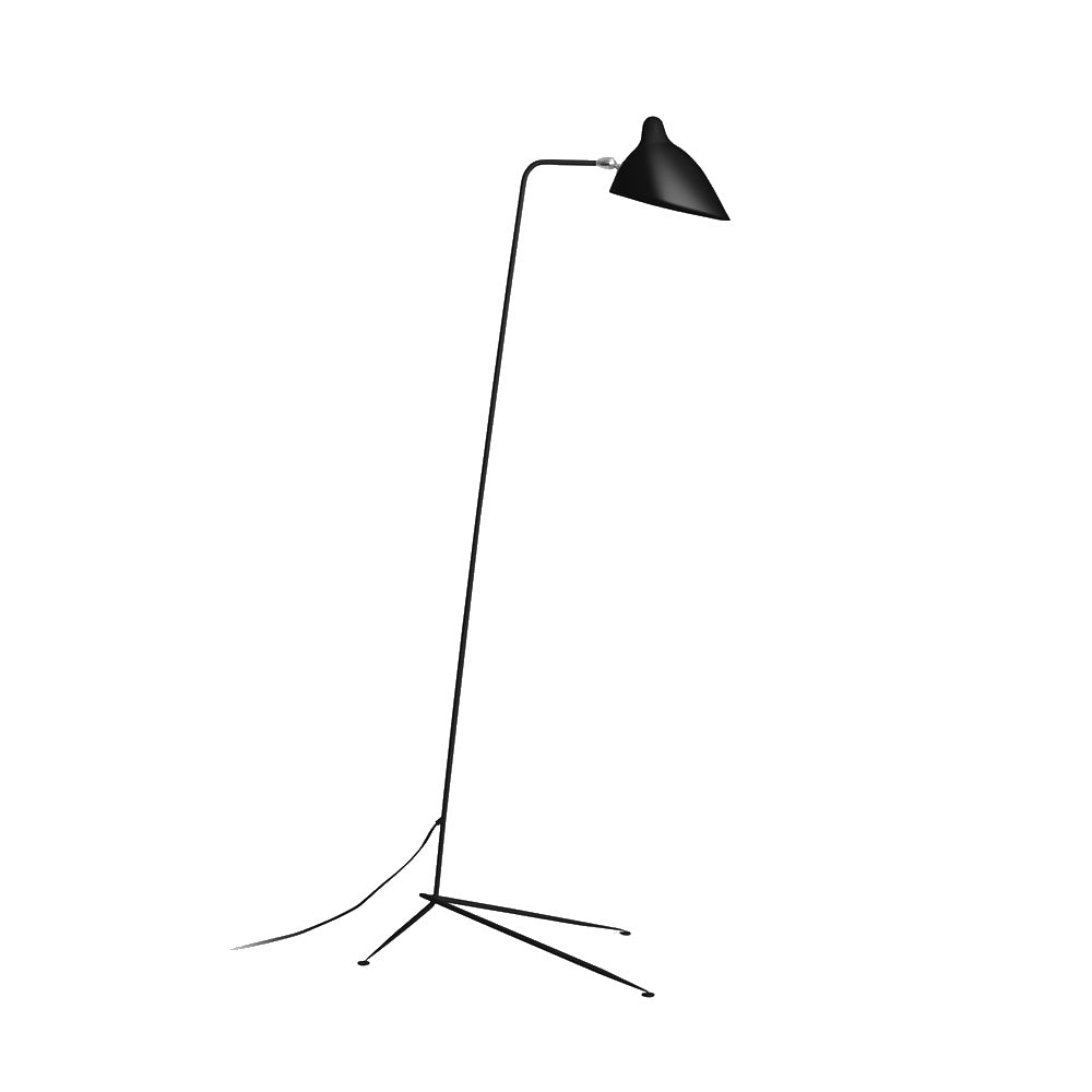 Dimension drawing of the arm spider floor lamp, in outline against white.