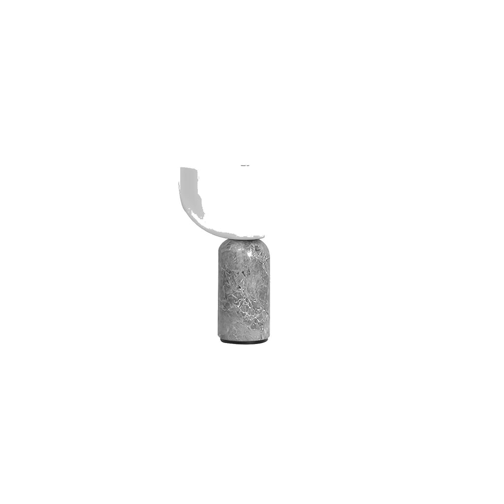Dimension drawing of the arno sphere marble table lamp, in outline against white.